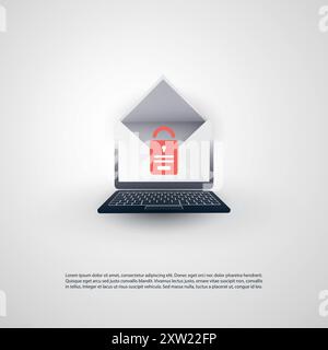 Internet-Phishing, Account-Hacking-Versuch durch böswillige E-Mails – Hacker-Aktivität, Datendiebstahl, gehackt, gestohlene Anmeldedaten und Passwort, Cyber CRIM Stock Vektor