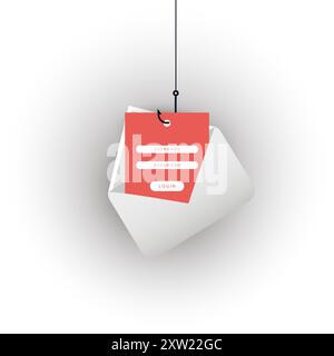 Internet-Phishing, Account-Hacking-Versuch durch böswillige E-Mails – Hacker-Aktivität, Datendiebstahl, gehackt, gestohlene Anmeldedaten und Passwort, Cyber CRIM Stock Vektor