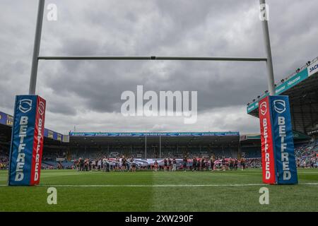 Leeds, Großbritannien. August 2024. Elland Road bereitet sich darauf vor, dass beide Teams beim Magic Weekend Match Hull FC gegen London Broncos in der Elland Road, Leeds, Großbritannien, am 17. August 2024 (Foto: Mark Cosgrove/News Images) in Leeds, Großbritannien, am 17. August 2024 auftreten. (Foto: Mark Cosgrove/News Images/SIPA USA) Credit: SIPA USA/Alamy Live News Stockfoto