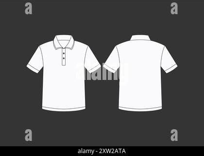 Herren Slim Fit Kurzarm Poloshirts weiß Poloshirt Mockup Design Poloshirt Technische Mode Illustration Vektor Poloshirt Mockups Vorlage Stock Vektor