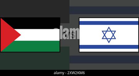 Kriegskonfliktflaggen zwischen Palästina und Israel, Krieg stoppen, Völkermord stoppen, Vektor-Design Stock Vektor