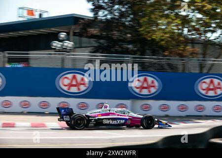Toronto, ON, USA. Juli 2024. Der Fahrer DER NTT INDYCAR-SERIE Felix Rosenqvist (60) aus Varnamo, Schweden, reist während eines Trainings für den Ontario Honda Dealers Indy Toronto auf den Straßen von Toronto in Toronto ON durch die Kurven. (Kreditbild: © Walter G. Arce Sr./ASP via ZUMA Press Wire) NUR REDAKTIONELLE VERWENDUNG! Nicht für kommerzielle ZWECKE! Stockfoto