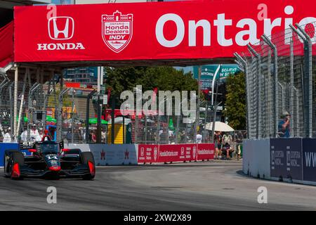 20. Juli 2024, Toronto, ON, USA: Der Fahrer der NTT INDYCAR-SERIE, SANTINO FERRUCCI (14) aus Woodbury, Connecticut, reist während eines Trainings für die Ontario Honda Dealers Indy Toronto in Toronto ON durch die Kurven. (Kreditbild: © Walter G. Arce Sr./ASP via ZUMA Press Wire) NUR REDAKTIONELLE VERWENDUNG! Nicht für kommerzielle ZWECKE! Stockfoto