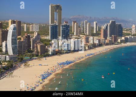 Poniente Beach in Benidorm, Alicante, Spanien. Stockfoto