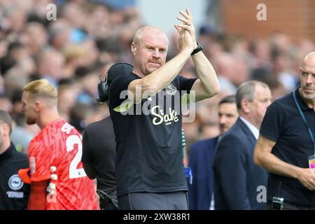 Liverpool, Großbritannien. August 2024. Sean Dyche, der Manager von Everton. Premier League Spiel Everton gegen Brighton & Hove Albion im Goodison Park in Liverpool am Samstag, den 17. August 2024. Dieses Bild darf nur für redaktionelle Zwecke verwendet werden. Nur redaktionelle Verwendung, Bild von Chris Stading/Andrew Orchard Sportfotografie/Alamy Live News Credit: Andrew Orchard Sportfotografie/Alamy Live News Stockfoto