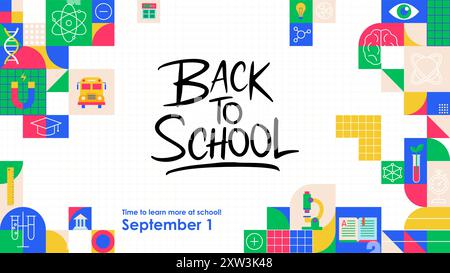 Banner zurück zur Schule Geometrisch Stock Vektor