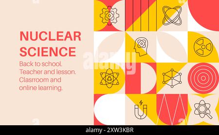 Nuklearwissenschaftliches Banner Geometrisch Stock Vektor
