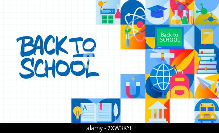 Webbanner zurück zur Schule Stock Vektor