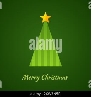 Frohe Weihnachtsgrußkarte mit gestreiftem abstrakten Retro-weihnachtsbaum. Stock Vektor