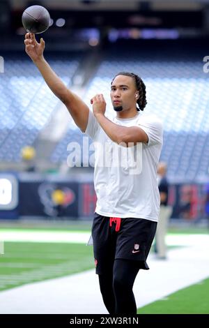 Houston, Texas, USA. August 2024. Houston Texans Quarterback C.J. Stroud (7) wärmt sich vor dem Spiel zwischen den Houston Texans und den New York Giants im NRG Stadium in Houston, Texas am 17. August 2024 auf. (Kreditbild: © Erik Williams/ZUMA Press Wire) NUR REDAKTIONELLE VERWENDUNG! Nicht für kommerzielle ZWECKE! Stockfoto