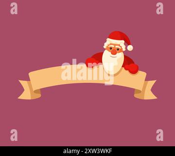 Weihnachtsmann hält leeres Band mit leerem Platz für Text. Stock Vektor