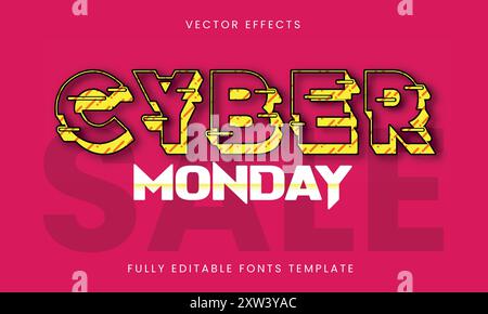 Cyber Monday Sale Banner Texteffekt Bearbeitbare Vorlage Stock Vektor