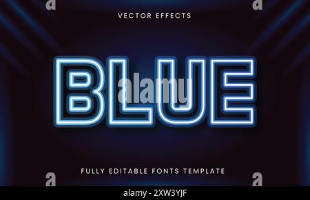 Bearbeitbare Vorlage Für Blaue Neontexteffekte Stock Vektor