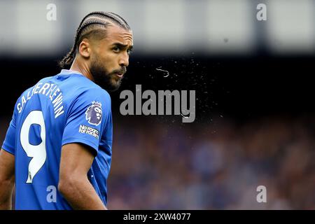 Liverpool, Großbritannien. August 2024. Dominic Calvert-Lewin von Everton sieht zu. Premier League Spiel Everton gegen Brighton & Hove Albion im Goodison Park in Liverpool am Samstag, den 17. August 2024. Dieses Bild darf nur für redaktionelle Zwecke verwendet werden. Nur redaktionelle Verwendung, Bild von Chris Stading/Andrew Orchard Sportfotografie/Alamy Live News Credit: Andrew Orchard Sportfotografie/Alamy Live News Stockfoto