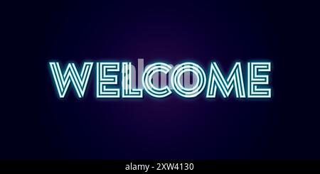 Willkommen Neon Text Typografie Banner Stock Vektor