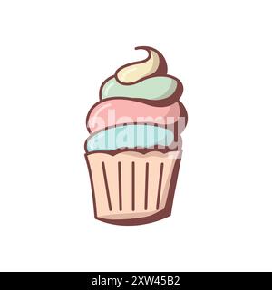 Cupcake Clipart, handgezeichnet, isoliert Stock Vektor