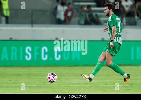 Aris FC Limassol lädt Olympiacos Piraeus FC am 10. August 2024 zu einem Freundschaftsspiel im AlfaMega Stadium in Limassol, Zypern ein Stockfoto