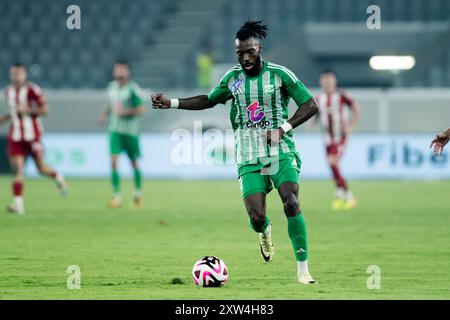 Aris FC Limassol lädt Olympiacos Piraeus FC am 10. August 2024 zu einem Freundschaftsspiel im AlfaMega Stadium in Limassol, Zypern ein Stockfoto