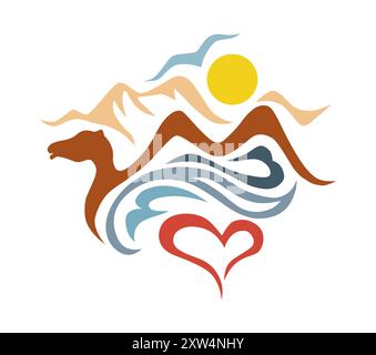 Kamel im Wüstenvektor-Logo Stock Vektor