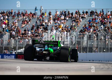 Toronto, ON, USA. Juli 2024. ROMAIN GROSJEAN (77) aus Genf, Schweiz, fährt während eines Trainings für die Ontario Honda Dealers Indy Toronto auf den Straßen von Toronto WEITER. (Kreditbild: © Walter G. Arce Sr./ASP via ZUMA Press Wire) NUR REDAKTIONELLE VERWENDUNG! Nicht für kommerzielle ZWECKE! Stockfoto