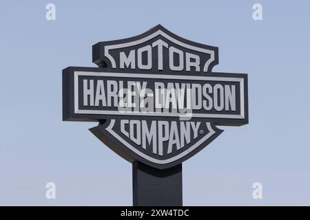 Wauwatosa - 14. August 2024: Harley Davidson unterschreibt im Product Development Center. Harley Davidson ist der führende Hersteller des legendären motorcyc Stockfoto