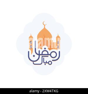 Grußkarte „Happy Ramadan Mubarak“ mit arabischer Kalligrafie Stock Vektor