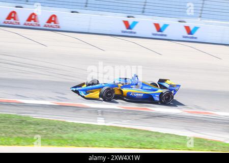 Madison, IL 16. August 2024: 8. Jährliches INDYCAR-Rennen der Bommarito Automotive Group 500 auf der WWTR-Rennstrecke. Übungssitzung. Stockfoto