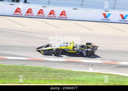Madison, IL 16. August 2024: 8. Jährliches INDYCAR-Rennen der Bommarito Automotive Group 500 auf der WWTR-Rennstrecke. Übungssitzung. Stockfoto
