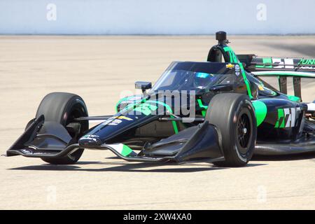 Madison, IL 16. August 2024: 8. Jährliches INDYCAR-Rennen der Bommarito Automotive Group 500 auf der WWTR-Rennstrecke. Übungssitzung. Stockfoto