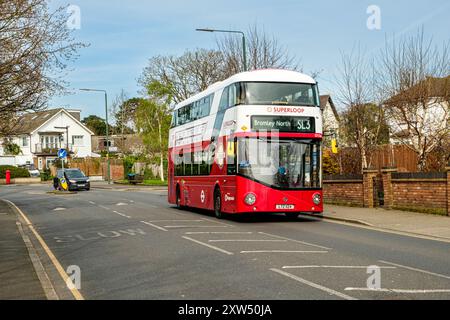 Selkent Superlooper Wrightbus Streetdeck Electroliner London Transport Bus, Parkhill Road, Bexley, Kent Stockfoto