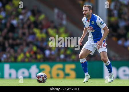 Sondre Tronstad von Blackburn Rovers in Aktion während des Sky Bet Championship Matches Norwich City gegen Blackburn Rovers in Carrow Road, Norwich, Vereinigtes Königreich, 17. August 2024 (Foto: Izzy Poles/News Images) Stockfoto