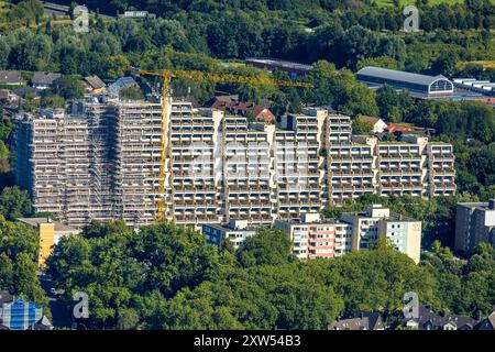 Luftbild, Hannibal II Wohnblock, Baugerüst für Renovierung und Sanierung, Vogelpothsweg, Dorstfeld, Dortmund, Ruhrgebiet, Nordrhein-Westfalen, Deutschland ACHTUNGxMINDESTHONORARx60xEURO *** Apartmentblock Hannibal II, Gerüste für Renovierung und Sanierung, Vogelpothsweg, Dorstfeld, Dortmund, Ruhrgebiet, Nordrhein-Westfalen, Deutschland ATTENTIONxMINDESTHONORARx60xEURO Stockfoto