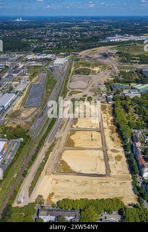 Luftbild, Baufläche Westfalenhütte Gewerbegebiet, Hoesch Areal, hinten das Hoesch-Museum, Borsigplatz, Dortmund, Ruhrgebiet, Nordrhein-Westfalen, Deutschland ACHTUNGxMINDESTHONORARx60xEURO *** Luftansicht, Baustelle Westfalenhütte, Hoesch Areal, hinter dem Hoesch Museum, Borsigplatz, Dortmund, Ruhrgebiet, Nordrhein-Westfalen, Deutschland ACHTUNGxMINDESTHONORARx60xEURO Stockfoto