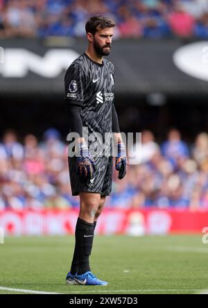 Ipswich, Großbritannien. August 2024. Liverpools Torhüter Alisson während des Premier League-Spiels in Portman Road, Ipswich. Der Bildnachweis sollte lauten: David Klein/Sportimage Credit: Sportimage Ltd/Alamy Live News Stockfoto