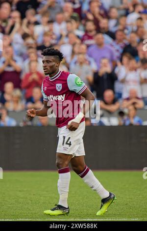 London, Großbritannien. August 2024. London, England, 17. August 2024: Mohammed Kudus (14 West Ham) während des Premier League-Spiels zwischen West Ham und Aston Villa im London Stadium. (Pedro Porru/SPP) Credit: SPP Sport Press Photo. /Alamy Live News Stockfoto