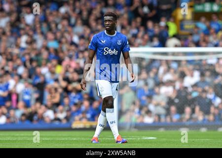 Liverpool, Großbritannien. August 2024. Tim Iroegbunam aus Everton während des Premier League Spiels Everton gegen Brighton und Hove Albion im Goodison Park, Liverpool, Vereinigtes Königreich, 17. August 2024 (Foto: Cody Froggatt/News Images) in Liverpool, Vereinigtes Königreich am 17. August 2024. (Foto: Cody Froggatt/News Images/SIPA USA) Credit: SIPA USA/Alamy Live News Stockfoto