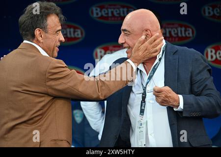 Der Präsident des Empoli FC, Fabrizio Corsi, und Adriano Galliani, CEO von AC Monza, während des Spiels Empoli FC gegen AC Monza, italienische Fußball-Serie A in Empoli, Italien, 17. August 2024 Stockfoto