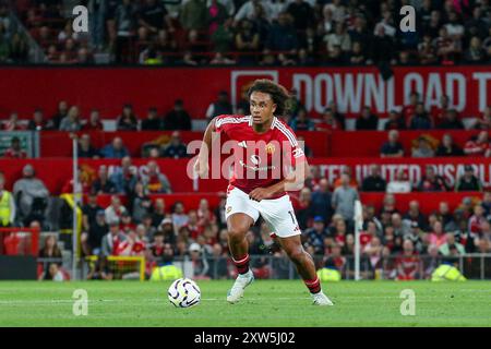 Manchester United Stürmer Joshua Zirkzee (11) im Einsatz während des Spiels Manchester United FC gegen Fulham FC English Premier League in Old Trafford, Manchester, England, Großbritannien am 16. August 2024 Credit: Every Second Media/Alamy Live News Stockfoto