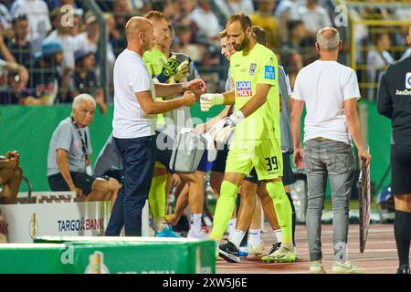 Christian Ortag, SSV Ulm 39 Kopfverletzungstausch im Spiel SSV ULM - FC BAYERN MÜNCHEN 0-4 DFB-Pokal, deutscher Fußball-Cup, 1.Runde am 16. August 2024 in Ulm. Saison 2024/2025 Fotograf: Peter Schatz - DFB-VORSCHRIFTEN VERBIETEN JEDE VERWENDUNG VON FOTOGRAFIEN als BILDSEQUENZEN und/oder QUASI-VIDEO - Stockfoto