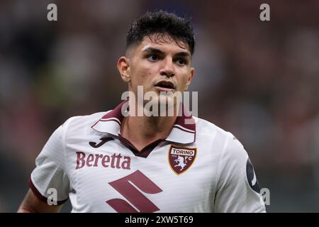 Mailand, Italien. August 2024. Raoul Bellanova vom FC Turin während des Spiels der Serie A bei Giuseppe Meazza, Mailand. Der Bildnachweis sollte lauten: Jonathan Moscrop/Sportimage Credit: Sportimage Ltd/Alamy Live News Stockfoto