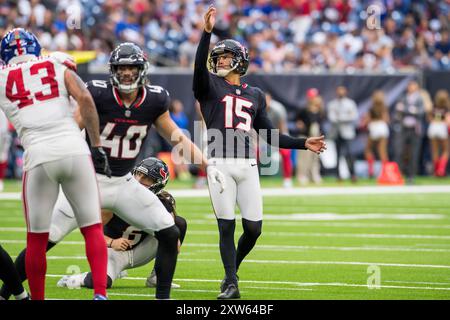 17. August 2024: Ka’imi Fairbairn (15), der von den Houston Texans während eines Vorsaisonspiels zwischen den New York Giants und den Houston Texans in Houston, Texas, gespielt wurde. Trask Smith/CSM Stockfoto