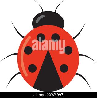 Marienkäfer niedlicher Charakter. Kleiner roter Marienkäfer. Vektor isoliert auf weiß. Stock Vektor