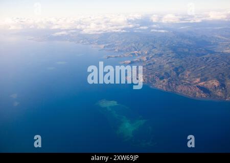 Aus der Vogelperspektive über die Insel Viti Levu, Fidschi Stockfoto