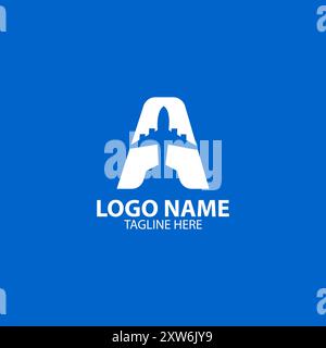 Buchstabe Ein Design-Vektor des Flugzeugs-Logos Stock Vektor