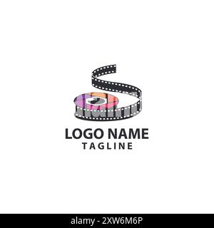 Verschlussrollenfilm Logo Design Vektor Stock Vektor