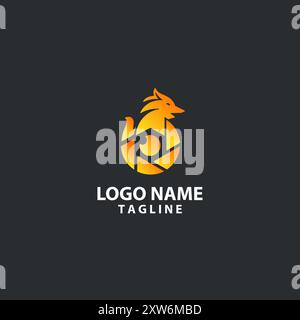 Verschlusskopf Fuchs Logo Design Vektor Stock Vektor