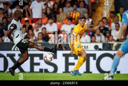 Spanisches La-Liga-Spiel zwischen Valenci und FC Barcelona im Mestalla-Stadion in Valencia, Spanien. August 2024. German Parga – FC Barcelona/Cordon Press Bilder sind nur für redaktionelle Zwecke bestimmt. Nur zur kostenlosen Verteilung, NICHT ZUM VERKAUF. Obligatorischer Kredit: © German Parga - FC Barcelona Kredit: CORDON PRESS/Alamy Live News Stockfoto