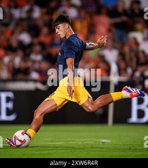 Spanisches La-Liga-Spiel zwischen Valenci und FC Barcelona im Mestalla-Stadion in Valencia, Spanien. August 2024. German Parga – FC Barcelona/Cordon Press Bilder sind nur für redaktionelle Zwecke bestimmt. Nur zur kostenlosen Verteilung, NICHT ZUM VERKAUF. Obligatorischer Kredit: © German Parga - FC Barcelona Kredit: CORDON PRESS/Alamy Live News Stockfoto