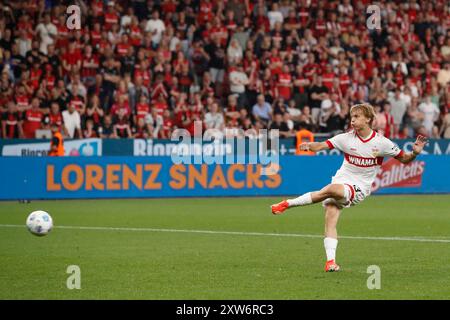 LEVERKUSEN - Frans Kratzig vom VfB Stuttgart. Während des DFL-Super-Cup-Spiels zwischen Bayer 04 Leverkusen und VfB Stuttgart am 17. August 2024 in der BayArena in Leverkusen. ANP | Hollandse Hoogte | BART STOUTJESDIJK Stockfoto