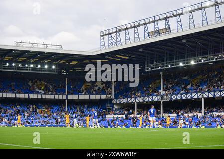 Liverpool, Großbritannien. August 2024. Goodison Park ist fast leer während des Spiels Everton FC gegen Brighton & Hove Albion FC English Premier League im Goodison Park, Liverpool, England, Großbritannien am 17. August 2024 Credit: Every Second Media/Alamy Live News Stockfoto
